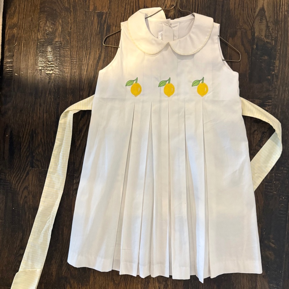 White Girls' Lemon Embroidered Pleated Formal Dress